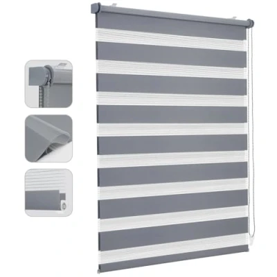 Abbildung von Sekey Doppelrollo Klemmfix ohne Bohren für Fenster, 50 cm breit, Duo Rollo Jalousie Sonnenschutz, 50x150cm, Grau