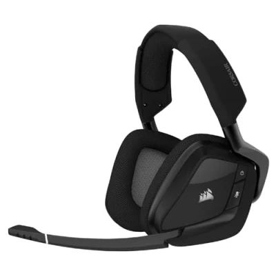 Abbildung von Corsair Void Elite RGB Wireless Gaming Headset (7.1 Surround Sound, Ultraniedrige Latenz, 12 Meter Reichweite, Omnidirektionales Mikrofon, iCUE Beleuchtung, für PC und PS4) carbon, Schwarz