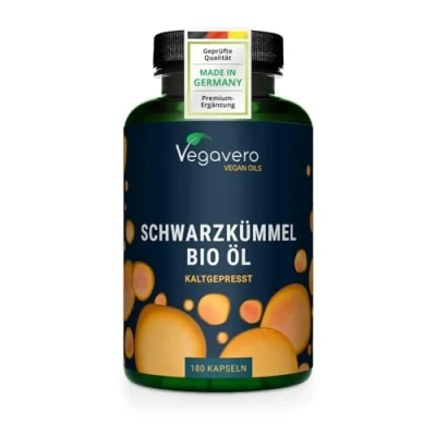 Abbildung von BIO Schwarzkümmelöl Kapseln Keine Gelatine 1000 mg ägyptisches 550 Linolsäure + 15 Thymoquinon Deutsche Produktion von Vegavero® Nigella sativa 180