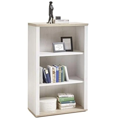 Abbildung von Stella Trading ROMANCE Regal in Sibiu Lärche Optik, San Remo Modernes Bücherregal mit 3 offenen Fächern Vielseitiges Büro Aktenregal Standregal viel Stauraum 76 x 123 38 cm (B/H/T)