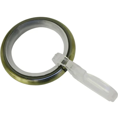 Abbildung von GARDINIA 33119 Gardinenringe mit Gleiteinlage und Faltenlegehaken, Metall für Ø 16 mm Messing antik, 10er Pack, 10