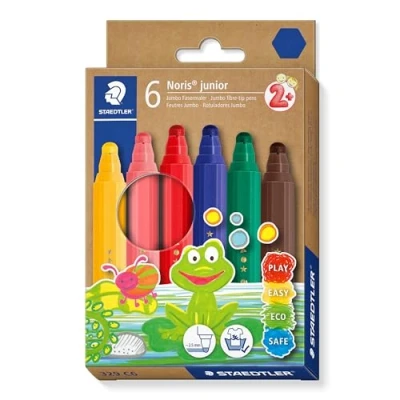 Abbildung von STAEDTLER Noris® junior 329 Fasermaler,hexagonale Schaftform ideal für kleine Kinderhände, Umweltfreundliche Kartonverpackung.329 C6