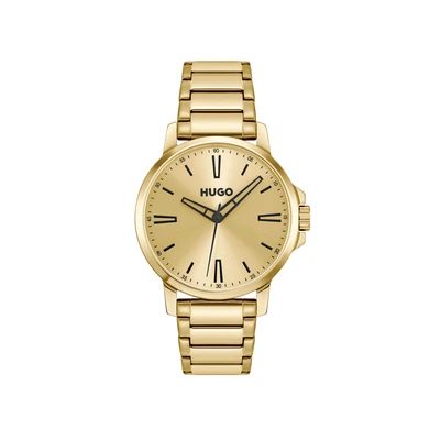 Abbildung von HUGO Smooth Uhr goldcoloured, Herren, Größe: One Size, Gold/coloured