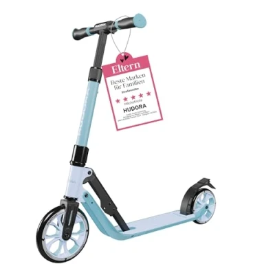 Abbildung von HUDORA BigWheel® 180 Advanced Junior Hochwertiger &amp; sicherer Kinder Roller ab 3 Jahre Zusammenklappbarer City mit Reflektoren Höhenjustierbarer Scooter für Jungen Mädchen bis 60 kg