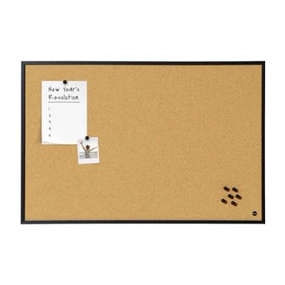 Abbildung von Bi Office Pinnwand New Basic, Korktafel mit Schwarzem MDF Rahmen, 885x585 mm