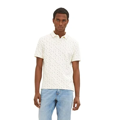 Abbildung von TOM TAILOR Herren Poloshirt mit Allover Print 1035555, 31323 beige geometric design, XL
