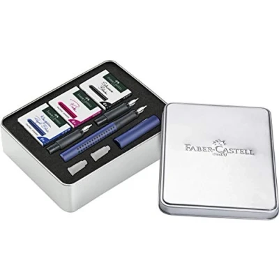 Abbildung von Faber Castell 201507 Kalligrafie Set Grip 2011, Füller mit drei verschiedenen Federstärken, je 6 Patronen schwarz, pink und königsblau