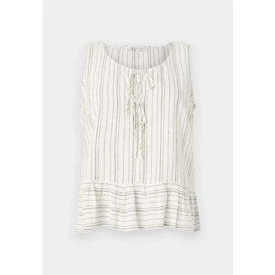 Abbildung von TOM Tailor Denim MIX WITH BOWS Top white/olive, Damen, Größe: Large, White/olive
