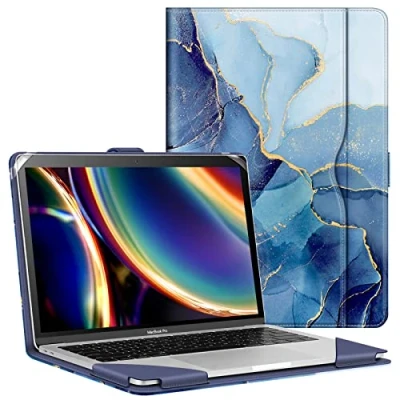 Abbildung von Fintie Hülle Kompatibel mit MacBook Air M3 M2 13.6 (2024 2022), M1 13 (2020 2018) und Pro (2022 2016), Folio Book Schutzhülle Dokumentschlitze, Ozean Marmor