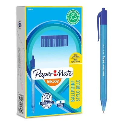 Abbildung von PAPER MATE InkJoy 100RT Retractable Kugelschreiber mittlere Spitze (1,0 mm) Blau 20 Stück