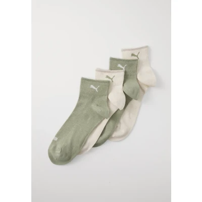 Abbildung von Puma Women Quarter 4 PACK Socken, Damen, Größe: 39 42, Warm white melange/green