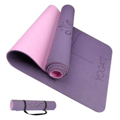 Abbildung von YOGATI Yogamatte rutschfest Schadstofffrei, mit Tragegurt. Yoga Matte Ausrichtungslinien für die Körperhaltung. Ideal als Gymnastikmatte, Sportmatte, Fitnessmatte, Jogamatte mat