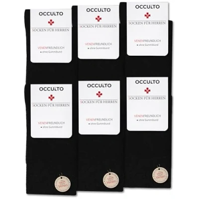 Abbildung von Occulto Diabetikersocken Herren ohne Naht Gummibund Baumwolle 6er Pack (Modell: Oliver) Schwarz 39 42