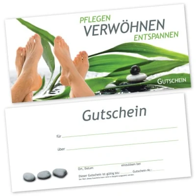 Abbildung von 50 Fußpflege Gutscheinkarten FUß RELAX Gutscheine Geschenkgutscheine