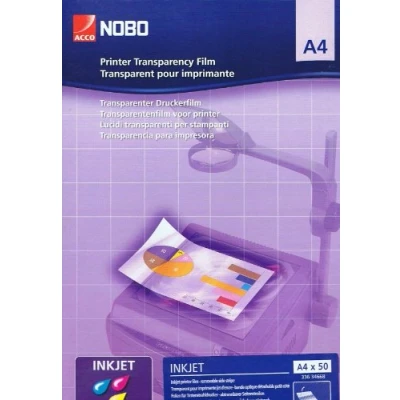 Abbildung von Nobo Folie 50 Stück DIN A4 für Inkjetdrucker 120my Stärke Kompatibel mit Tintenstrahldrucker
