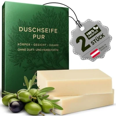 Abbildung von larum sports feste Duschseife Männer, festes Duschgel, Seife Männer für Haare, Körper, Gesicht, Shampoo Herren Naturseife ohne Zusatzstoffe, 2x Stück à 85g