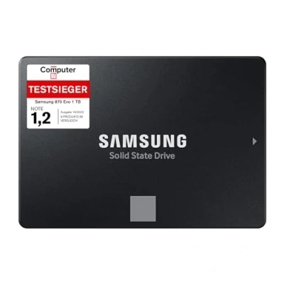 Abbildung von Samsung 870 EVO SATA III 2,5 Zoll SSD, 1 TB, 560 MB/s Lesen, 530 Schreiben, Interne Festplatte für schnelle Datenübertragung, MZ 77E1T0B/EU