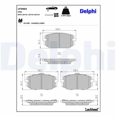 Abbildung von DELPHI LP3904 Bremsbelagsatz mit akustischer Verschleißwarnung KIA: Sportage V, HYUNDAI: Tucson
