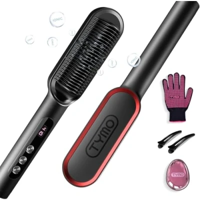 Abbildung von TYMO RING PLUS Ionic Hair Straightener Comb Haarglättungsbürste und eisen mit Nano Titan Beschichtung für gleichmäßige Hitze, 9 Temperatureinstellungen LCD Bildschirm