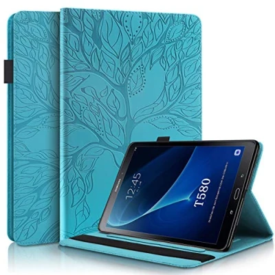Abbildung von Succtop Hülle Samsung Galaxy Tab A Schutzhülle PU Leder Taschehülle Flip Brieftasche Stand Tablet mit Kartenschlitz Stifthalter für 2016 10.1 Zoll SM T580 / T585 Blau