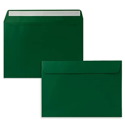 Abbildung von 25x Briefumschläge DIN C5 Dunkelgrün (Grün) 16,2 x 22,9 cm Haftklebung Edle Kuverts für große Einladungen und Karten zum Geburtstag oder Hochzeit