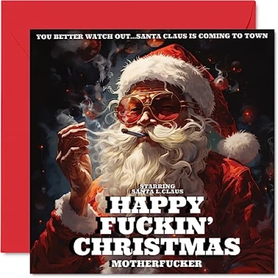 Abbildung von Stuff4 Unhöfliche Weihnachtskarten für Frauen und Männer Happy F**ckin Christmas Merry Xmas Weihnachtskarte Schwester, Bruder, Cousin, Bestie, Arbeitskollege, 145 mm x mm, einzelne