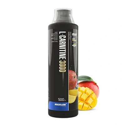 Abbildung von Maxler L Carnitine 3000 Mango 500ml Hochdosiertes Carnitin Liquid Vegane Nahrungsergänzuing 3000mg Wirksotff pro Portion 20 Portionen Inklusive Messbecher
