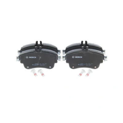 Abbildung von BOSCH 0 986 494 663 Bremsbelagsatz Low Metallic mit Montageanleitung, Anti Quietsch Blech, Schrauben MERCEDES BENZ: B Class, A Class