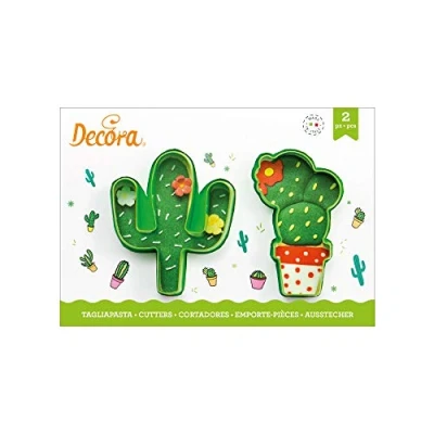 Abbildung von Decora 0255072 AUSSTECHER AUS KUNSTSTOFF KAKTUS 2 TLG 9 X H 2,2 CM, Grün