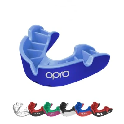 Abbildung von OPRO Silver Level Erwachsene und Kinder Sport Mundschutz mit Etui, revolutionärer Anpassungstechnologie für Hockey, Lacrosse, Rugby, MMA, Boxen BJJ (Dunkelblau/Blau, Jugendliche)