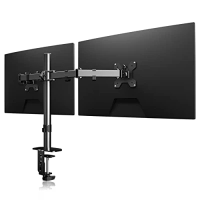 Abbildung von suptek Monitor Halterung 2 Monitore, für 13 27 Zoll LED/LCD Bildschirm, Dual Monitorarm Monitorständer Höhenverstellbar Neigbar Schwenkbar Drehungbar VESA 75/100mm 10 kg pro Arm
