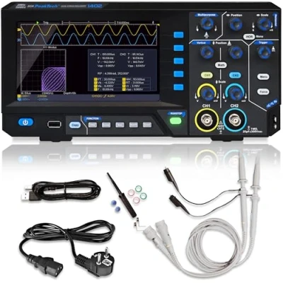 Abbildung von PeakTech 1402 Digital Oszilloskop 2 Kanal [3 Jahre Garantie] 20 MHz, 250MS/s, USB Schnittstelle, PC Software, P Oscilloscope, Schwarz, Oszilloskop, Multimeter