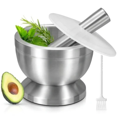 Abbildung von Sopito Mörser mit Stößel, Stößel Klein Edelstahl Lebensmittelecht Pestle and Mortar Stainless Steel, 10cm (3.9&quot;) Durchmesser, 250ml