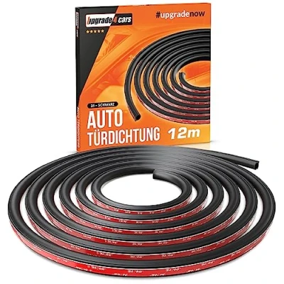 Abbildung von Upgrade4cars Auto Türdichtung Selbstklebend 12 Meter Gummidichtung halbrund für Autotür, Kofferraum, Motorhaube usw. Autotür Dichtungsgummi D Profil in Schwarz Universal Gummiprofil förmig