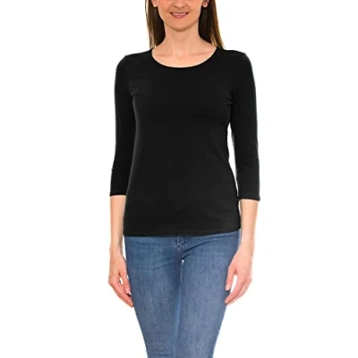 Abbildung von Alkato Damen Shirt 3/4 Arm mit Rundhals, Farbe: Dunkelbeige, Größe: M