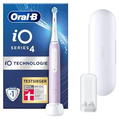 Abbildung von Oral B iO Series 4 Elektrische Zahnbürste/Electric Toothbrush, Putzmodi für Zahnpflege, Reiseetui, Valentinstagsgeschenk Ihn/Sie, lavender, TESTSIEGER Stiftung Warentest (12/2023)
