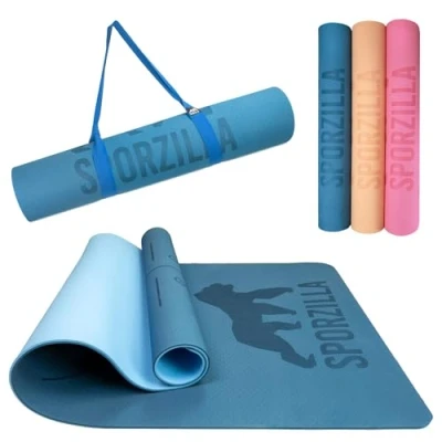 Abbildung von Sporzilla® Premium XL Fitnessmatte, Yogamatte, extra breit 80 cm, 8 mm stark, rutschfest &amp; schadstofffrei, mit Hilfslinien