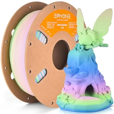 Abbildung von ERYONE Matte PLA 3D Drucker Filament 1.75mm,Multicolor Rainbow Filame, Maßgenauigkeit +/ 0.03 mm, 1 kg Spule, Matter Watercolor