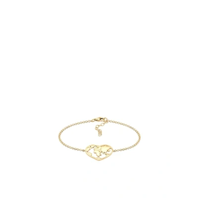 Abbildung von Elli Globe Heart Armband goldcoloured, Damen, Größe: 17, Gold coloured