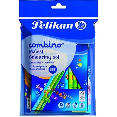 Abbildung von Pelikan Ausmal Set Combino, 1 Block + 12 Buntstifte,