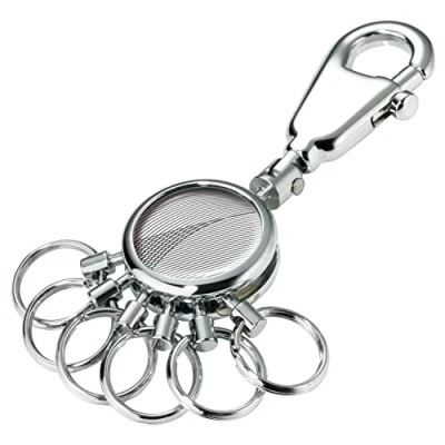 Abbildung von TROIKA PATENT GEOMETRIC WAVES SCHLÜSSELHALTER #KYR01 A138 rund, glänzend Schlüsselanhänger mit Karabiner 6 ausklinkbare Ringe Schlüsselorganisation edles Design Original