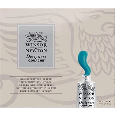 Abbildung von Winsor &amp; Newton 0690173 Designers Gouache, feinste Künstlerfarbe, Einführungsset 10 Farben in 14ml Tuben