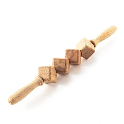 Abbildung von Tuuli Accessories Anti Cellulite Massage Massagegerät Massageroller mit Griff Maderotherapie Vier Würfel Roller aus Holz