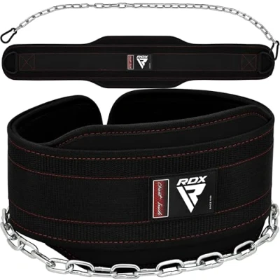 Abbildung von RDX Dip Gürtel 6&quot; mit Kette und Karabiner, Profi Gewichtsgürtel für Zusatzgewicht, Gewichthebergürtel Klimmzügen Dipping Belt, Gewichtheben Bodybuilding Krafttraining, Männer Herren Damen