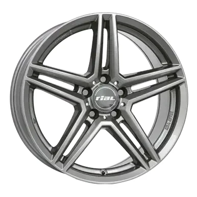 Abbildung von RIAL 5 loch 17Zoll 112mm Alufelge M10 Grau Glanz 80748M87 9 Felge