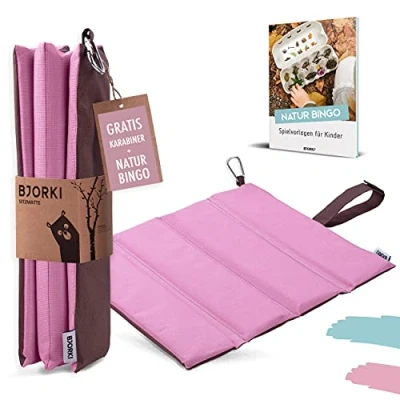 Abbildung von BJORKI® Sitzkissen für Kinder, Outdoor Kissen, faltbar, mit optimalem Schutz gegen Kälte und Feuchtigkeit, thermisches Wandern, Stadion unterwegs