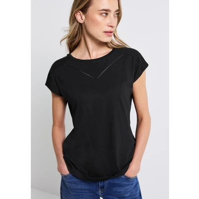 Abbildung von Street One Damen 3226375 Shirt mit Deko Tape, Schwarz, 38