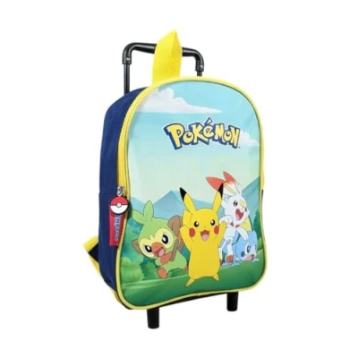 Abbildung von mybagstory Trolley Pokémon Blau Kinder Schule Kindergarten Grundschule Schulranzen für Jungen Größe 32 cm verstellbare Träger Rollen Geschenkidee, blau, cm,