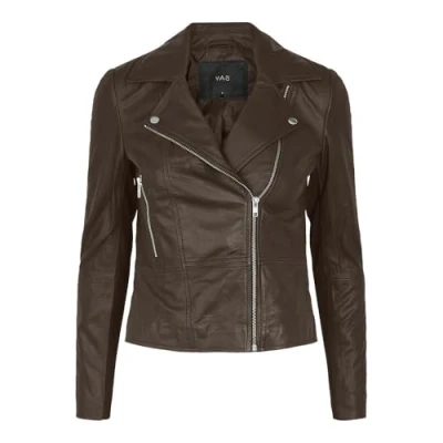 Abbildung von YAS Yassophie Jacket Lederjacke, Damen, Größe: XXL, Chicory coffee