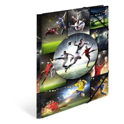 Abbildung von HERMA Sammelmappen A4 Fussball Set, 3 Stück, Kinder Eckspanner Mappen aus Pappe mit Sport Motiv, Gummizug, Innenklappen und Innendruck für Jungen Mädchen
